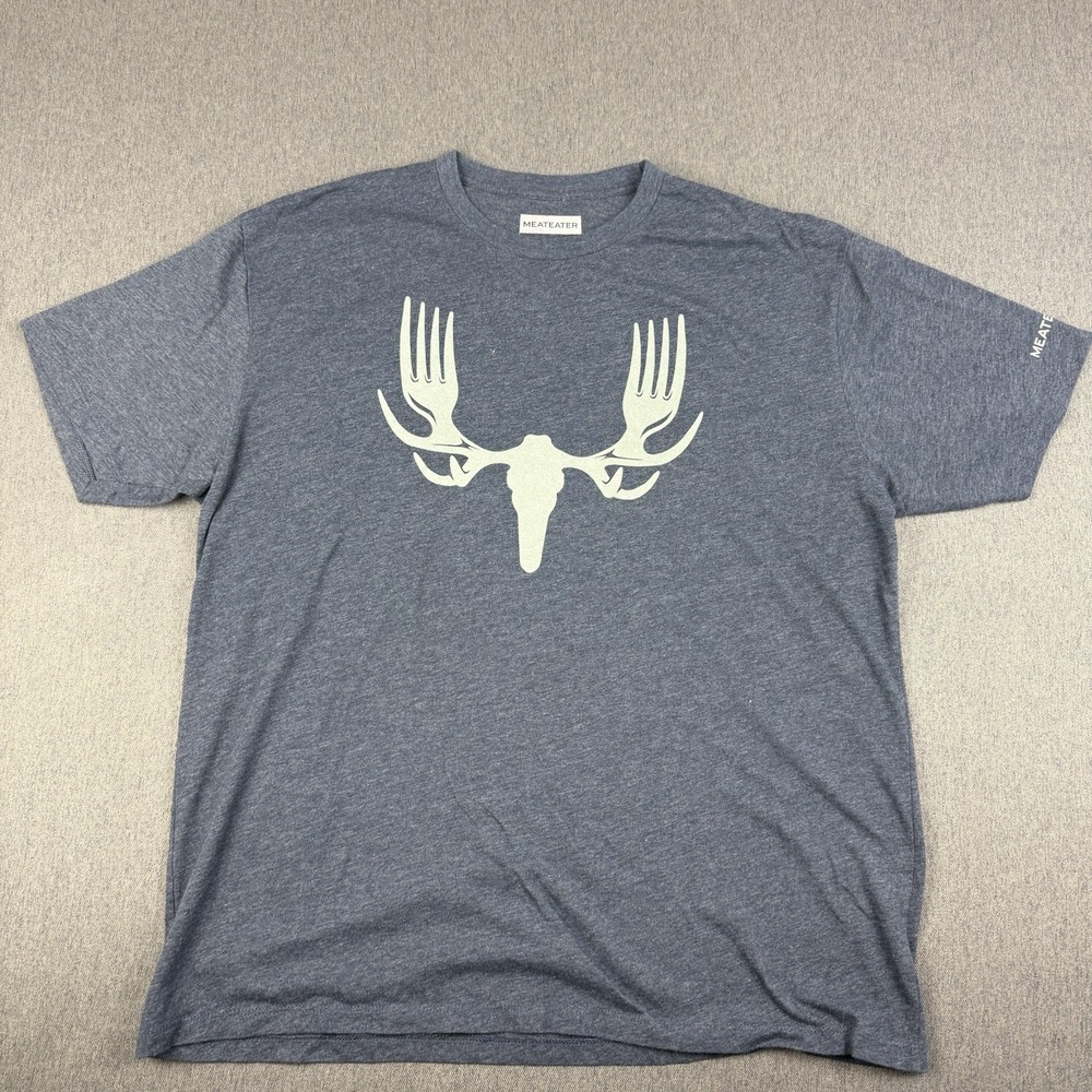MeatEater Shirt Mens XL Blue Moose Camping Hunting Outdoor Graphic Tee